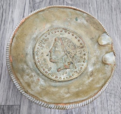 Roman Style Coin Stamped Ashtray Or Bowl Terracotta 