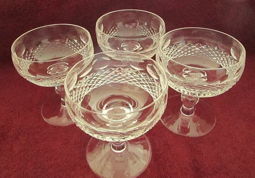 New Listing4 Vintage WATERFORD Crystal Colleen Champagne Sherbet Coupe 4 3/8" Ireland