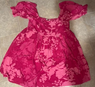 Joop & Gypsy Floral Printed Flutter Sleeve Dress Beach Pink Women s Size 14 Boho