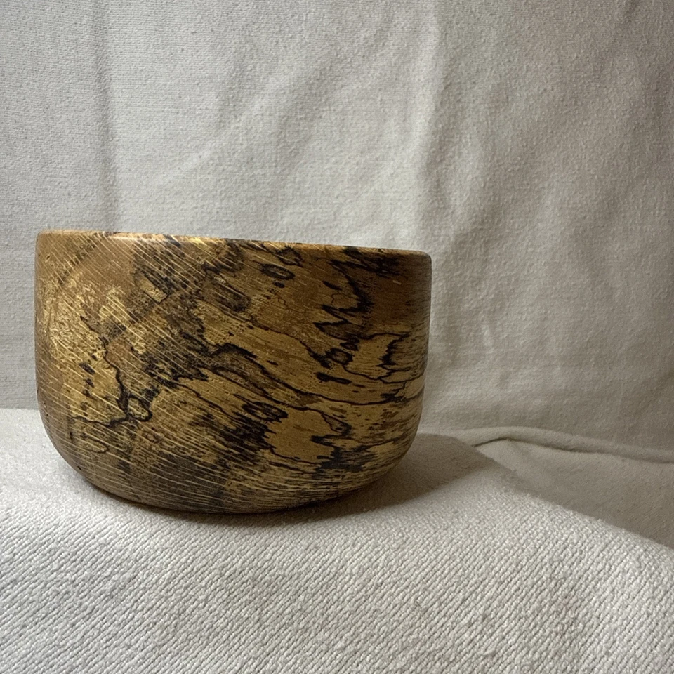 Cuenco de madera de roble hendido 4,25 x 2,5 rústico torneado a mano pequeño plato Catchall EE. UU. Foto 3 de 4