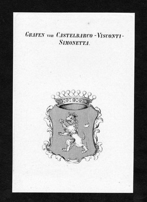 ca. 1820 Castelbarco-Visconti-Simonetta Wappen Adel coat of arms Kupferstich