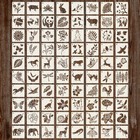 80Pcs Stencils for Painting, 3 Inch Reusable Small Stencil Flower Plant Animal D