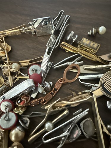 JOB LOT Cufflinks & Tie Clips/Pins Mixed Bundle Vintage Retro Wedding Mens Swank - Picture 6 of 8
