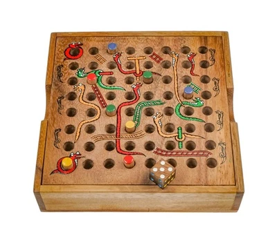 Schlange & Leiter – Würfelspiel für 2–4 Spieler | Holzspiel mit Steckfiguren 14 - Bild 1 von 2