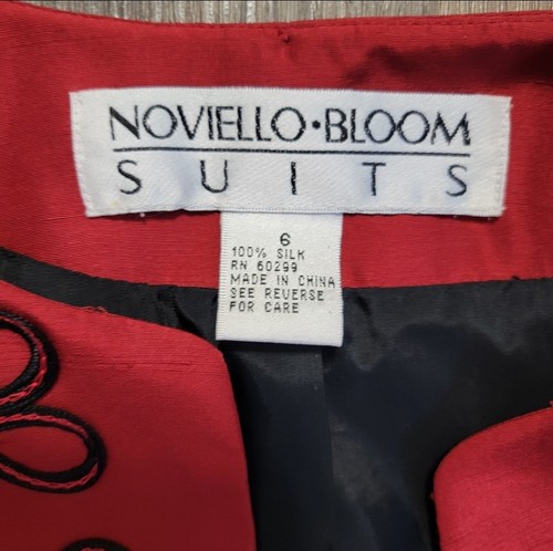 Noviello Bloom Suits Damen Anzug Sakko Seide Blazer rot schwarz bestickt Größe 6 - Bild 5 von 11