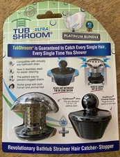 TubShroom® Ultra (Stainless) Strainer+StopShroom® Plug Combo for Tub Drains NEW!