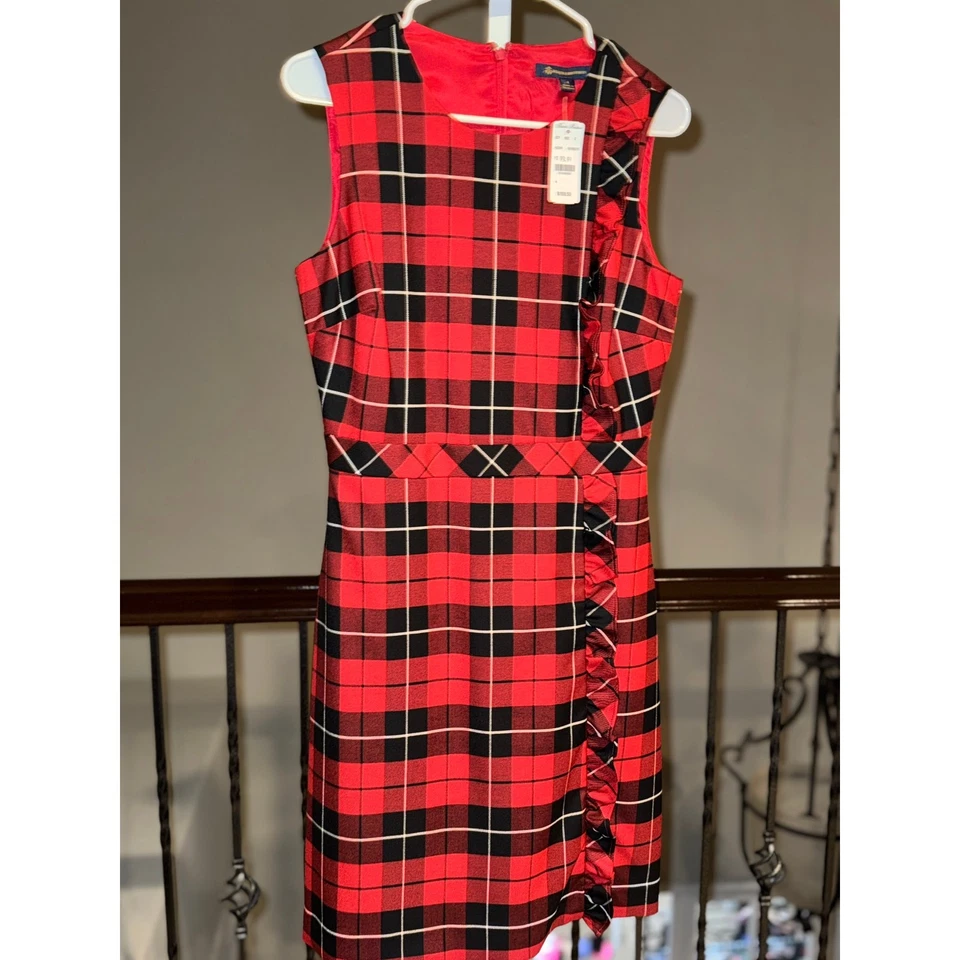 Nuevo con etiquetas Vestido Brooks Brothers Tartán Cuadros Talla 4 Rojo Sin Mangas Vestido Preppy de Vacaciones Foto 2 de 4