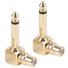 2-PACK  Female Jack to 1/4 inch Mono Male Plug Right Angle Audio Adapter2772