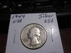 1944  - USA - Washington - 25 Cent  American Coin - 90% Silver  quarter