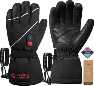 Gants Chauffants électriques Savior Heat – Cuir Et Polyester, Taille M, Rechargeables, Idéaux Moto Et Plein Air