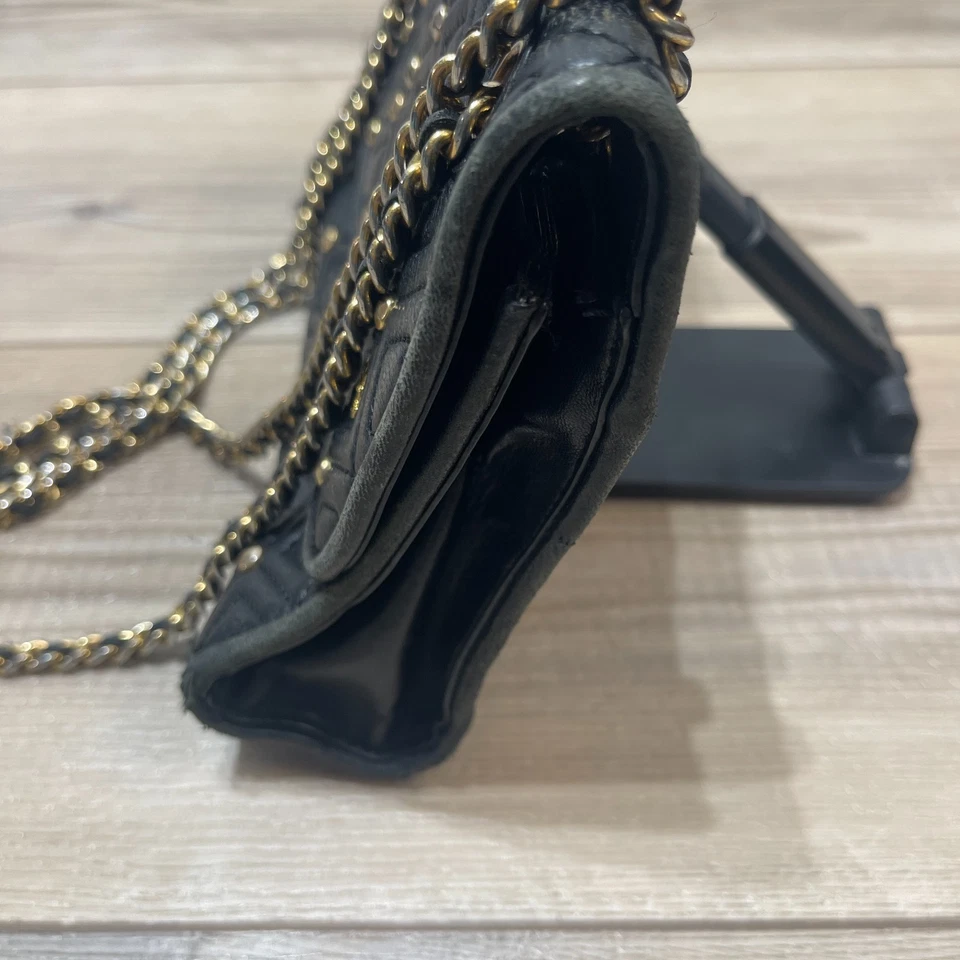 Tory Burch Marion Diamond Quilted Leather Chain Crossbody Shoulder Bag Black - Image 3 of 4