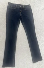 True Religion Vintage Y2K Women Denim Jeans Sz 26 Low Rise Boot Cut Folded Cuff