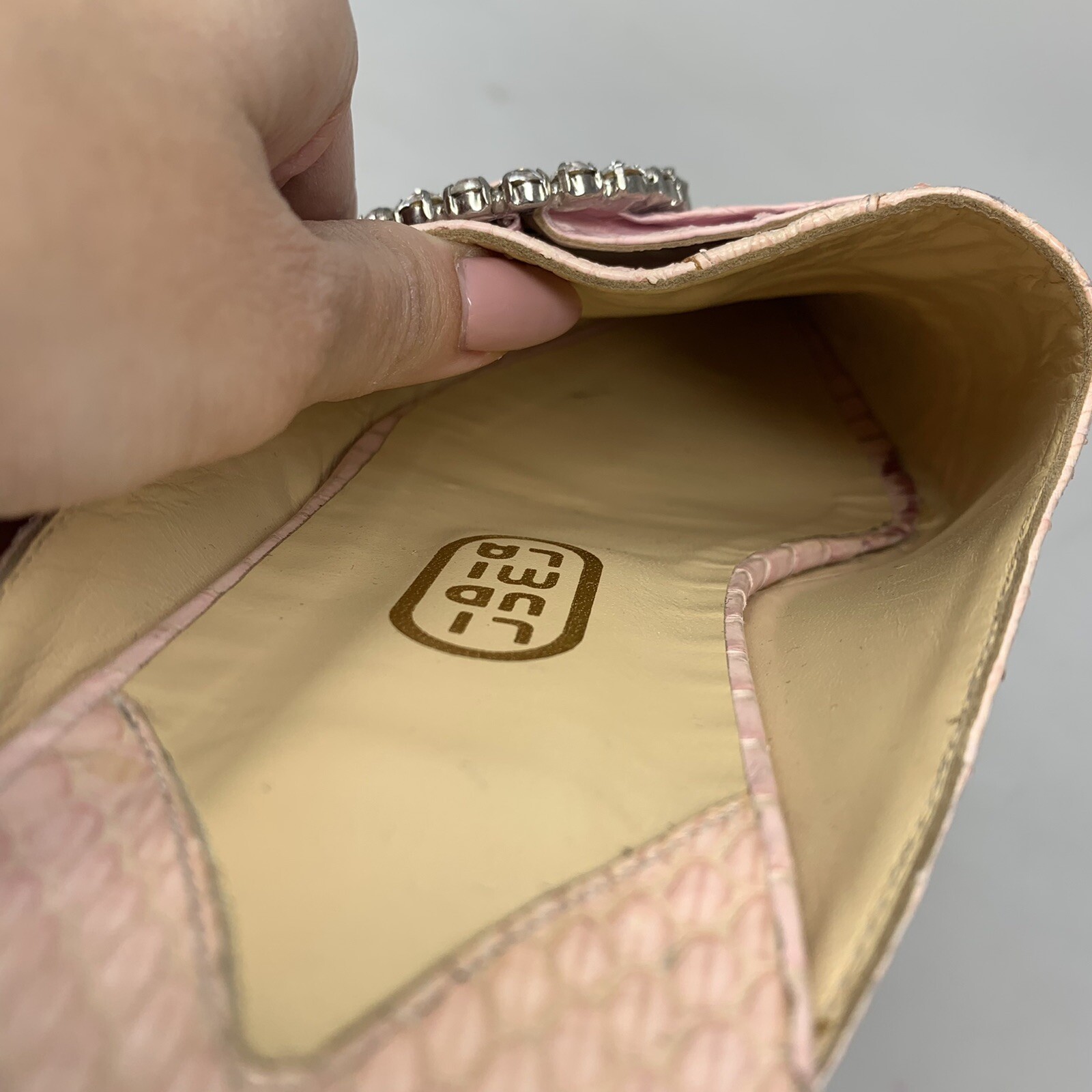 Liudmila python leather pink pointed toe mules lo… - image 3