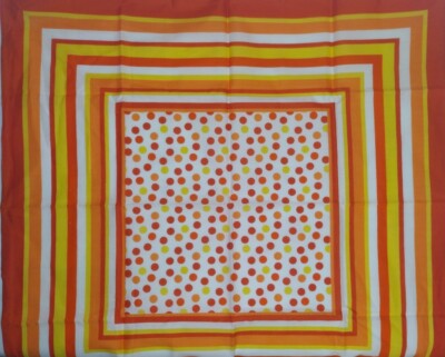 小物 60s Dot a Bandanna Vtg 60s Orange Red White Yellow Geometric Stripe Dots
