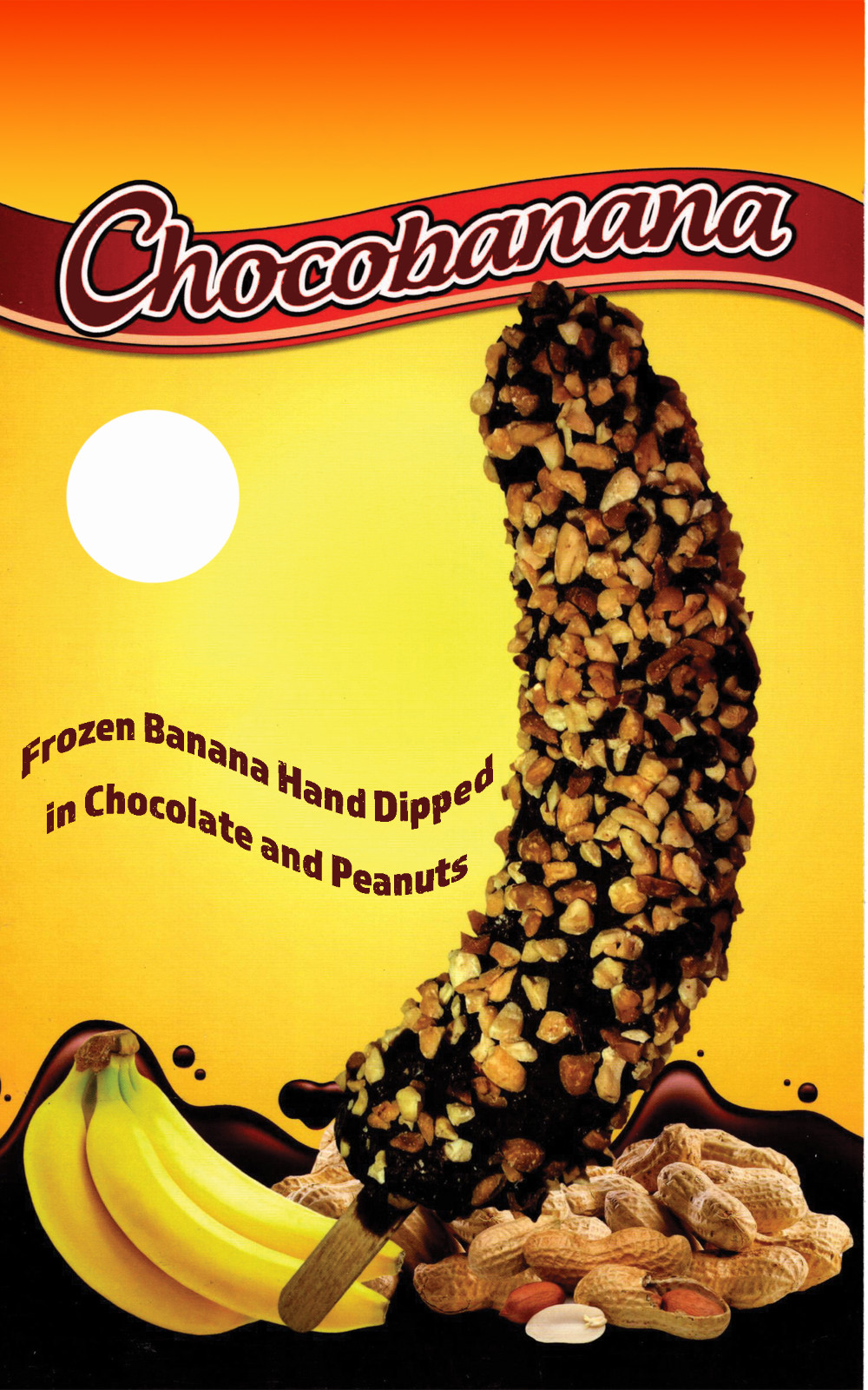 Pegatina Chocobanana, plátano congelado, camión de helados, calcomanía 5"x8"