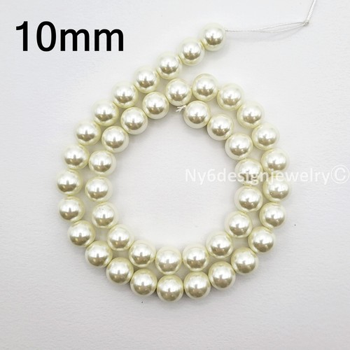 Cuentas sueltas redondas de vidrio blanco crema perla 3, 4, 6, 8, 10, 12 mm 16" hilo #13 hágalo usted mismo - Imagen 15 de 16