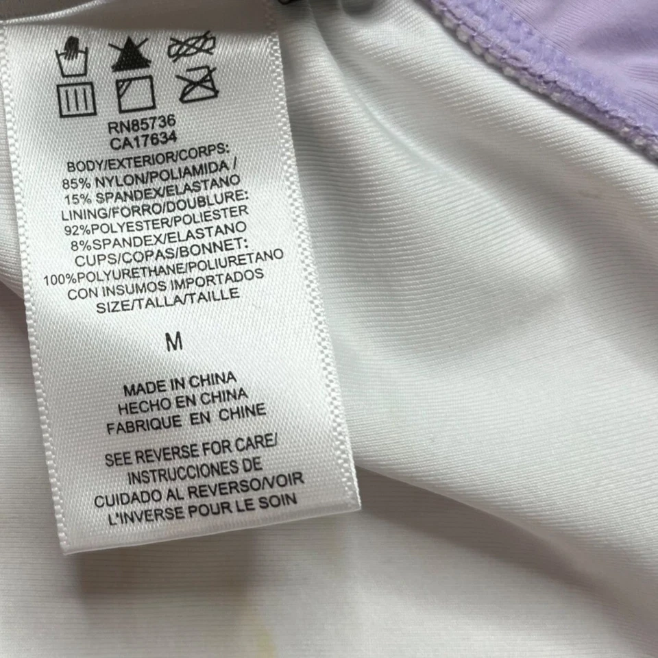 Top de natación con volantes Carmen Marc Valvo para mujer lavanda lazo trasero ojo de cerradura halter talla M Foto 3 de 4