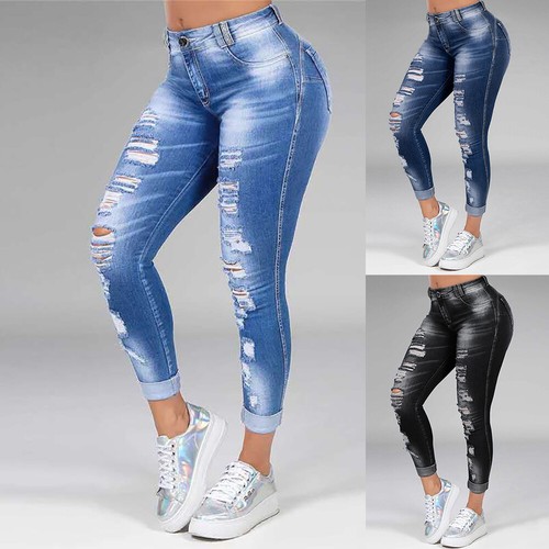 Womens Elasticated High Waist Jeggings 