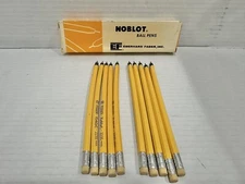 VINTAGE  EBERHARD FABER NOBLOT BALL PENS  BOX OF 10 2235 MED BLUE.