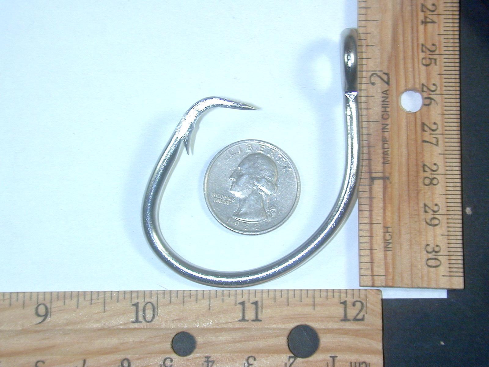 10x Size 16/0 Stainless Steel Circle Hooks - Large Eye 2X Strong (Lucky Joes)