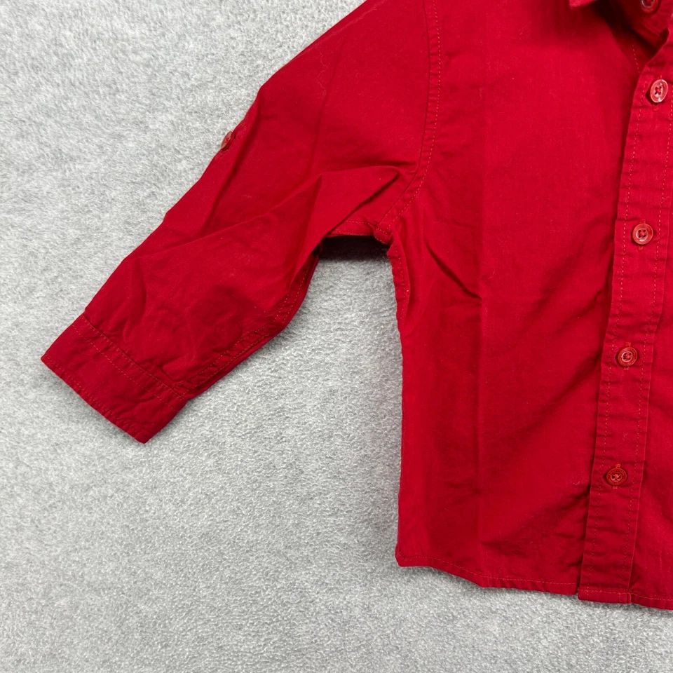 Camisa Benetton Niño Pequeño Talla 1 Rojo Manga Larga Vestido Abotonado Foto 2 de 4