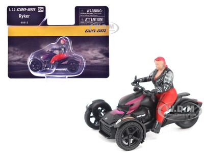 CAN-AM RYKER 3-WHEEL MOTORCYCLE PINK PUNK W/DRIVER 1/32 BY BRP MODELS 60012