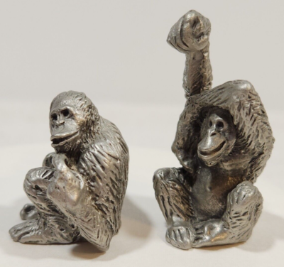 Vtg. 1991 Hudson Pewter Noah's Ark Orangutan Pair Sculpture 5807