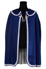 Samt Umhang Cape blau/silber Garde Prinzenmantel Kostüm Musketier Fasching