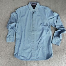 ted baker mens blue long sleeve button down shirt size 3/M b7