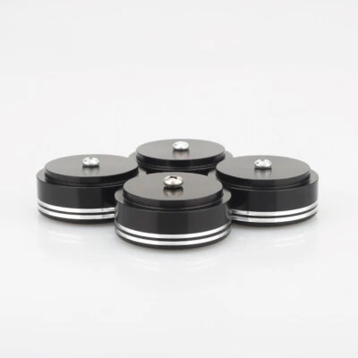 4x ALUMINIUM HI FI GERÄTEFÜßE 39x17 SILBER ISOLATING DAMPING FEET DAMPING FUSS - Bild 1 von 4