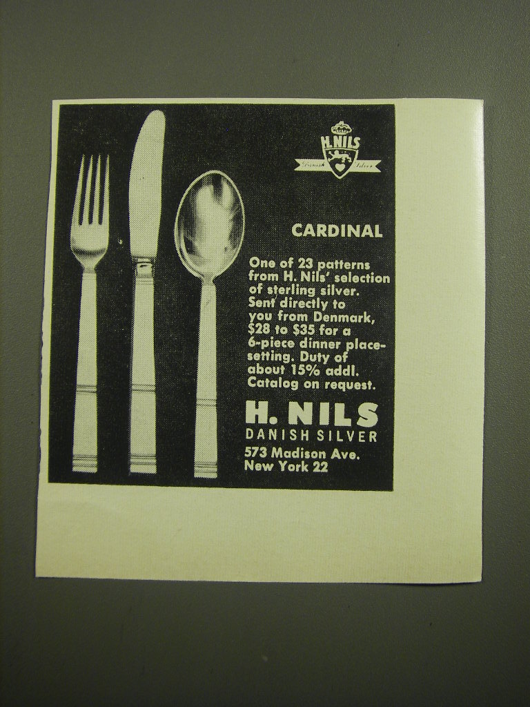1960s H. Nils Cardinal Sterling Silverware Vintage Ad