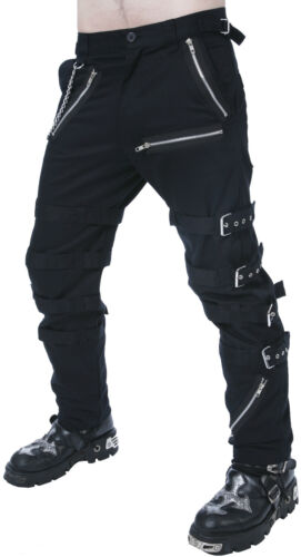 New Dead Threads Black Zip Men Trousers Cotton Studs Metal Punk Emo Rock - 第 1/11 張圖片