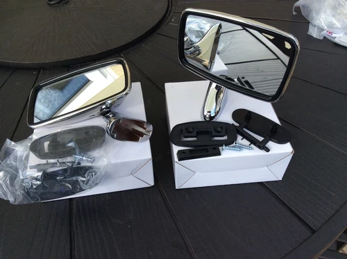 mg mgb classic  Tex Style Door Mirrors  , Stainless Steel Complete With Fix Kits