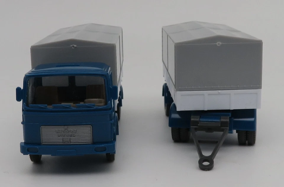 Micro Wiking Ho 1/87 Camion Man Blu Elbe Obst + Trailer Rimorchio #24517 No Box - Immagine 2 di 4