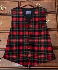 Vintage Virgin Wool PENDLETON Red Tartan Plaid Vest USA Made MEDIUM M vtg womens