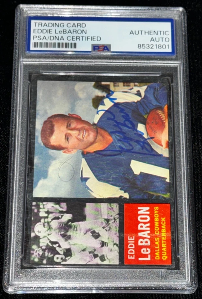 Eddie LeBaron "Cowboys 1st QB" 1962 Topps Signed Rookie Card Auto HOF (RC) PSA - Image 2 of 3