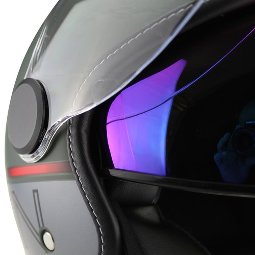 Jethelm Motorradhelm Rollerhelm Leder Fahrer Rennfahrer ECE2206 RSV19 Forza Grun - Bild 4 von 9