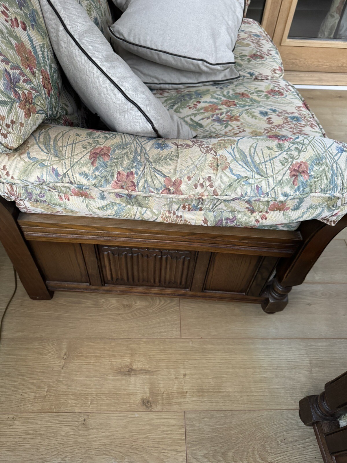 VINTAGE WOOD BROS OLD CHARM OAK TWO SEATER SOFA SETTEES X 2 eBay