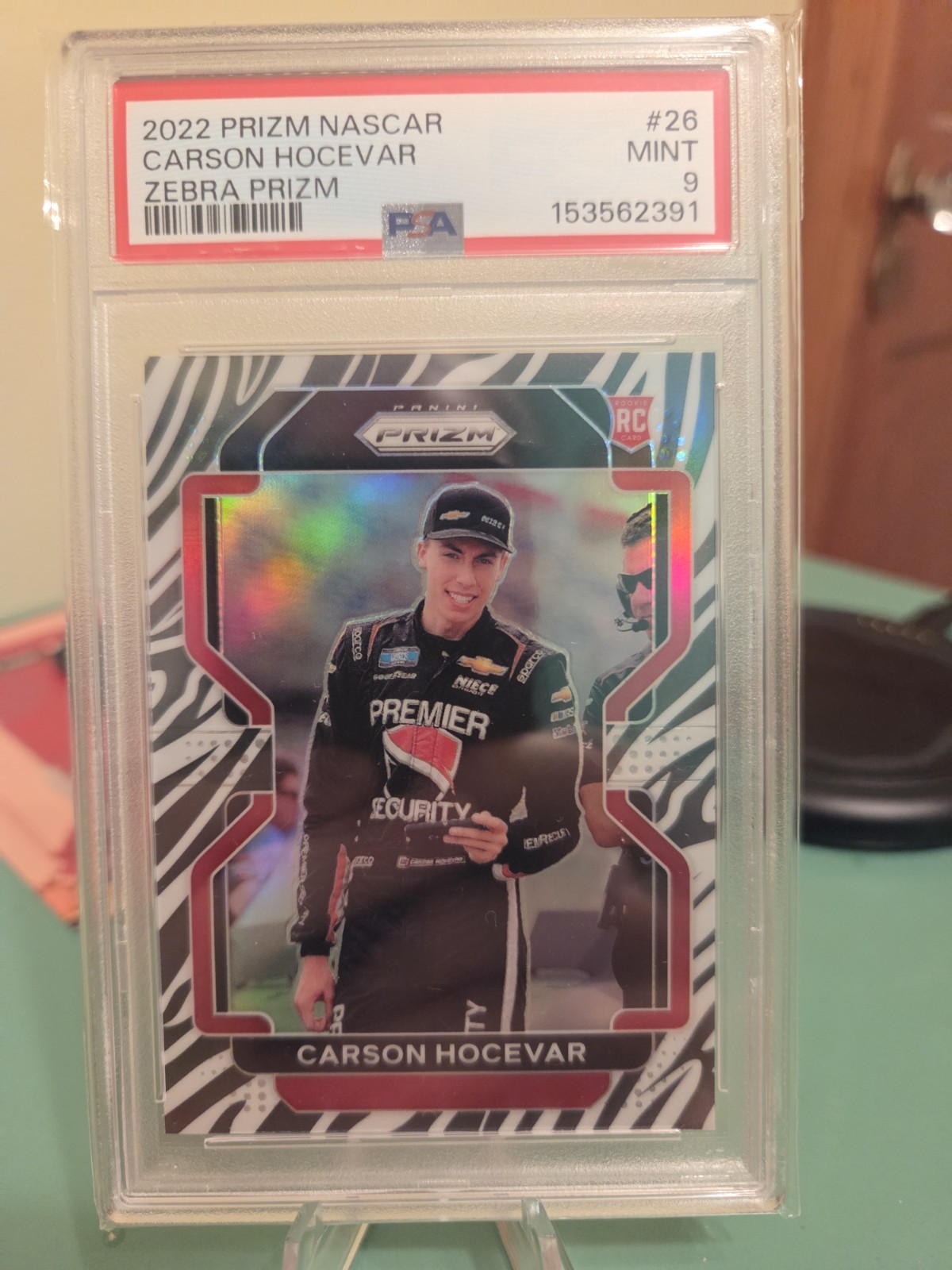 2022 Prizm Carson Hocevar Zebra Prizm RC SSP PSA 9