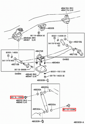 Genuine LandCruiser 105 80 Series HZJ FZJ HDJ FJ Rear Shock Absorber Bolt - Picture 2 of 20