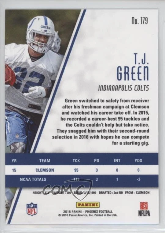 2016 Panini Phoenix Rookies TJ Green #179 Rookie RC - Image 2 of 2