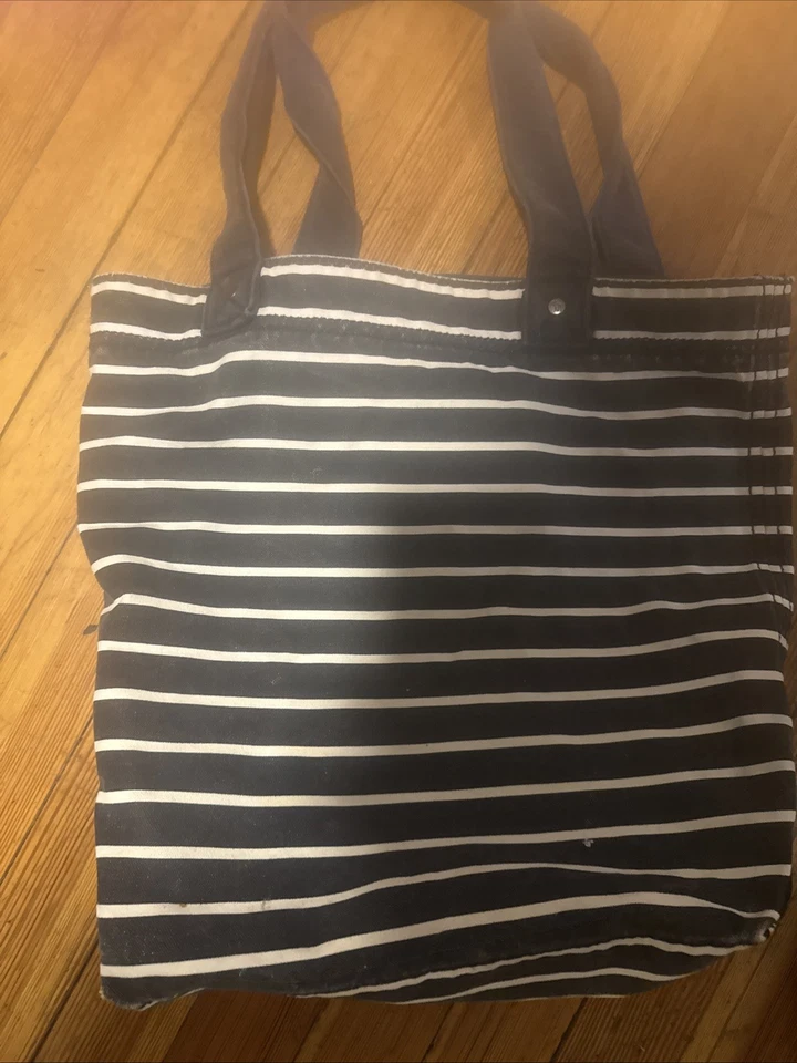 Abercrombie & Fitch в полоску холст сумка с короткими ручками путешествий синий белый 14 «X 14» - Изображение 3 из 4