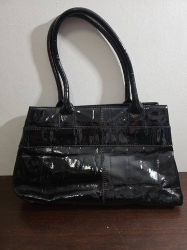 Sac fourre-tout Kate Spade New York Elena Knightsbridge cuir verni noir en relief croco - Photo 3/8