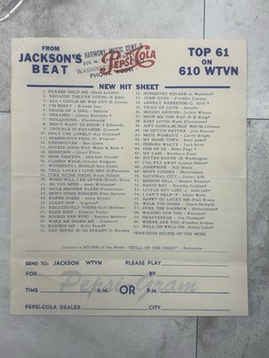 1950s WTVN 610 Top 61 PepsiGram Hit Sheet Jackson s Beat Columbus Ohio Radio Ad