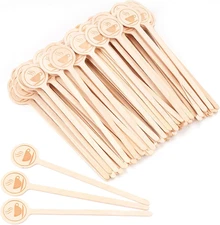 100Pcs Coffee Stirrers-5.9 Inch Natural Wooden Stir Sticks with Round Ends, Disp