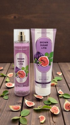 Bath & Body Works Brown Sugar & Fig Fragrance Body Mist & Body Cream Set of 2