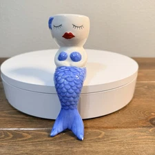 Shelf Sitter Plant Pot Mermaid Girl Statue Figurine Nautical Beach Home Decor