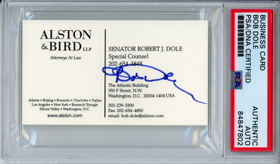 SENATOR BOB DOLE SIGNED BUSINESS CARD PSA DNA AUTOGRAPH PRESIDENT CONTENDER RIP
