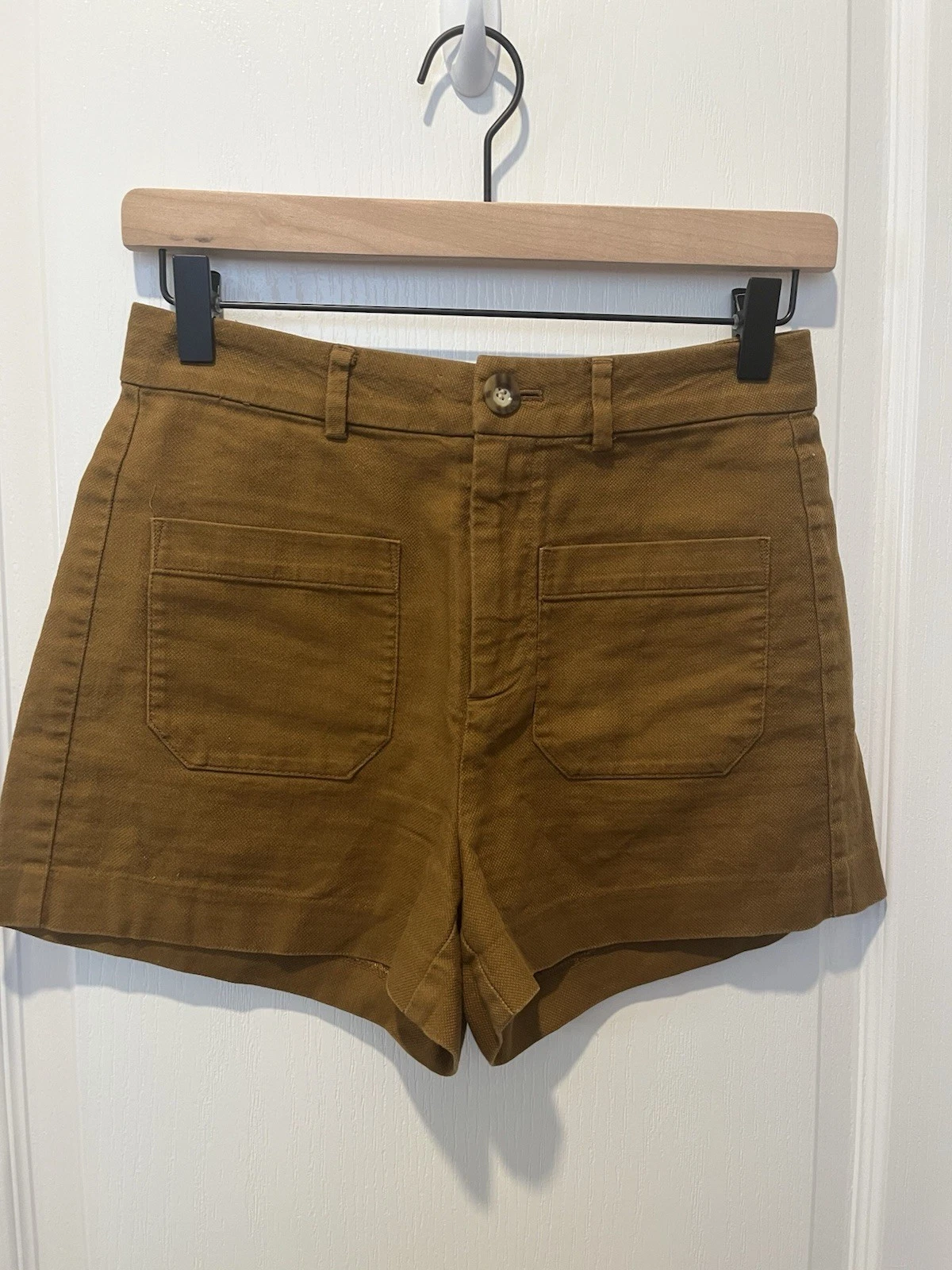 Madewell Women's Monroe High-Rise Cotton Linen Shorts Size 00 Brown