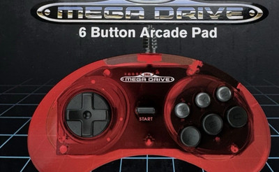 Controller - Joystick - Sega Mega Drive - 6 Button - Retro Bit Red - Neu